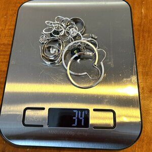 Sterling Silver 925 Earring Lot –34 grams 9 Pairs Wearable Hoops Studs Dangles